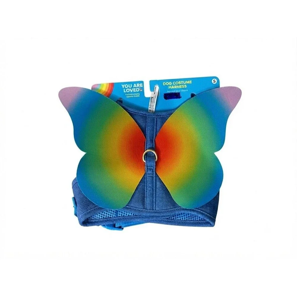 NWT You Are Loved Butterfly Dog Costume Harness  Small Rainbow Wings Halloween